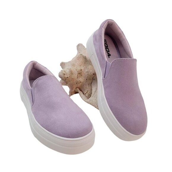 BUY ONE GET ONE FREE Soda Hike Slip-on  Fashion Sneaker  Lavender Faux Suede - Picture 2 of 7